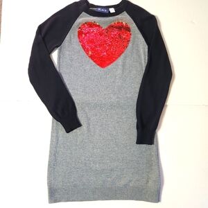 Children's place girl's sweater dress with flip heart sequence detail si…